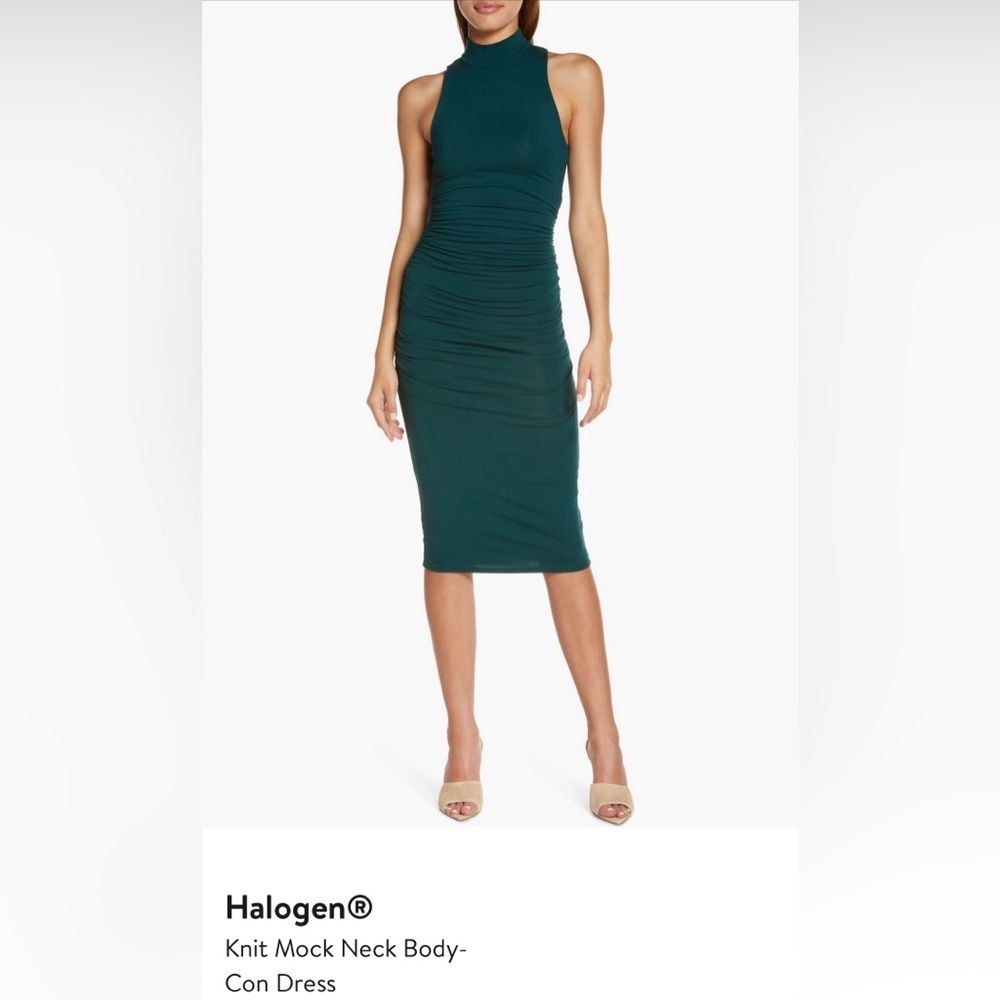 Halogen Knit Mock Neck Bodycon Midi Dress